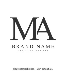 MA Plantilla de logotipo de moda. Letra inicial m y un estilo de fuente clásico. Logotipo creativo para el nombre o la identidad de la empresa. Ilustración vectorial.