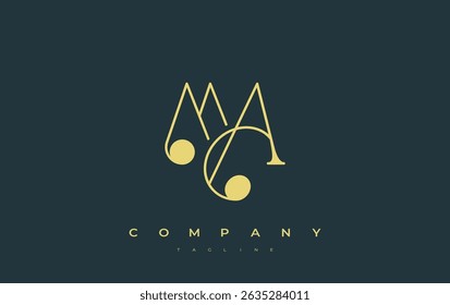 MA Typography Logo Design. Stylish monogram design depiction featuring the letters M and A combined in an artistic signature style, delivering a unique and creative visual representation.