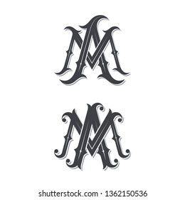 MA Vintage Monogram Logo Design Illustration Concept.