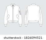 ma-1 flight bomber jacket, front and back, drawing flat sketches with vector illustration by sweettears