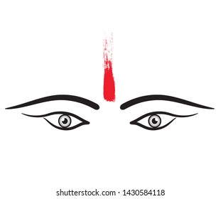 Maa durga eyes with tilak vector graphic design.