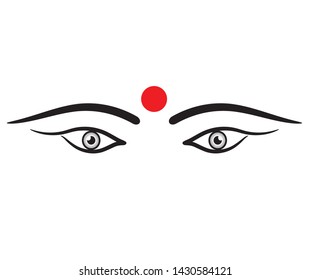 Maa durga eyes with tilak vector graphic design.