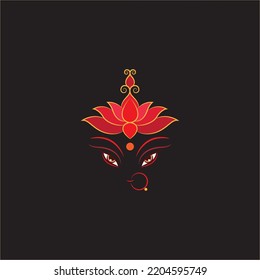 maa durga face with lotus vector color illustration