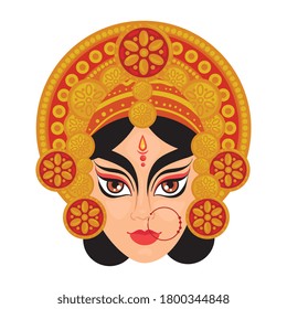 maa durga face on white background vector illustration design