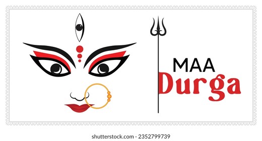 Maa Durga Gesichtskulisse Vektorgrafik für Durga puja indische Festivalfeier Hindu
