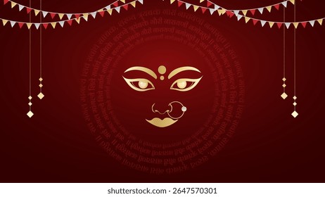 Maa Durga mantra with face in Sanskrit Translation In English Happy Navratri and "Lord Shiva asked for all the blessings"