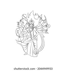 Maa Durga Simple Line Drawing Illustration