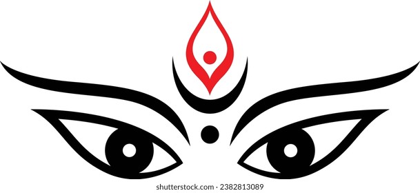 Maa Durga Trinayon In Durga puja held during Navaratri. Maha Durga shashthi, saptami, ashtami, navami, bijoya. Three Eyes Only Illustration