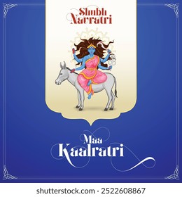 Maa Kalaratri, Skandamata, Shailputri, Brahmacharini, Chandraghanta, Kushmanda, Katyayani, Mahagauri, Siddhidatri, Vector con color asociado con las nueve formas de la Diosa Durga en shubh Navratri