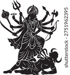 Maa Kali Silhouette Destroying Evil Chaitra Navratri Goddess Design