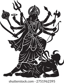 Maa Kali Silhouette Destroying Evil Chaitra Navratri Goddess Design