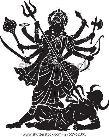 Maa Kali Silhouette Destroying Evil Chaitra Navratri Goddess Design