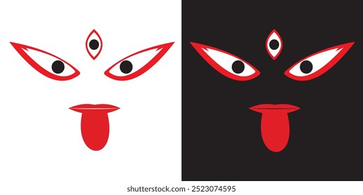 Ilustración vectorial Maa Kali.  Diwali, feliz celebración de puja kali, publicación en redes sociales del festival hindú, diseño de volantes. Diseño de Vector de la diosa india Maa Kali para póster, volante y diseño de redes sociales. 