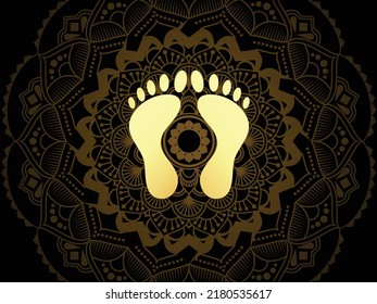 Maa lakshmi foot print with mandala Aipan Design pattern for india festival vector  svg