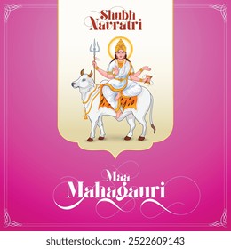 Maa Mahagauri, Skandamata, Shailputri, Brahmacharini, Chandraghanta, Kushmanda, Katyayani, Kalaratri, Siddhidatri, vector with color associated with the Goddess Durga's nine forms in shubh Navratri