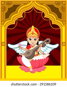 Maa Saraswati - Indian Goddess Character svg