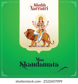 Maa Skandamata, Shailputri, Brahmacharini, Chandraghanta, Kushmanda, Katyayani, Kalaratri, Mahagauri, Siddhidatri, Vector con color asociado con las nueve formas de la Diosa Durga en shubh Navratri