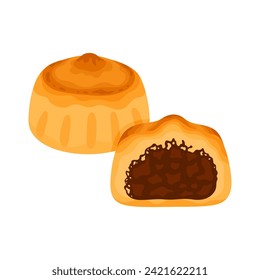 Panadería dulce árabe de Maamoul. Ilustración vectorial de postre de Oriente Medio.