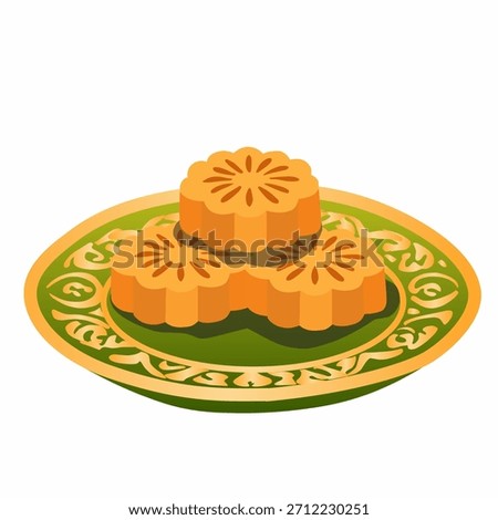 Maamoul cookie in flat illustration for festive dessert themes. Ideal for Eid graphics, Ramadan pastry sets, cultural food icons, and culinary digital content.