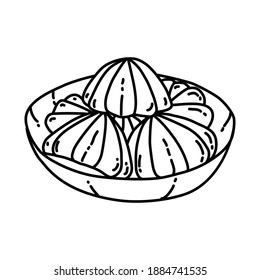Ma'amoul Saudi Arabia Food Hand Drawn Icon Set Vector.