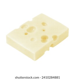 maasdam cheese with holes, isolated on white background