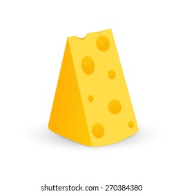 Maasdam - Swiss Cheese piece with holes, Vector Illustration isolated on white background