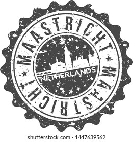 Maastricht Netherlands City Skyline. Silhouette City. Design Vector. Famous Monuments.