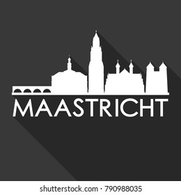 Maastricht Netherlands Europe Flat Icon Skyline Silhouette Design City Vector Art Famous Buildings.