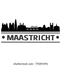 Maastricht Netherlands Skyline Silhouette Stamp City Design Vector Art Template