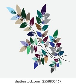 mabny kinds of colourful leaves drawing by hand.