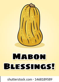 Mabon Blessings fall pagan holiday pumpkin postcard. Autumn harvest celebration flyer