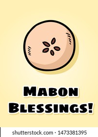 Mabon Blessings fall pagan holiday apple postcard. Autumn harvest celebration flyer