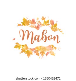 Mabon Aquarell Herbstgrußkarte. Vektorgrafik