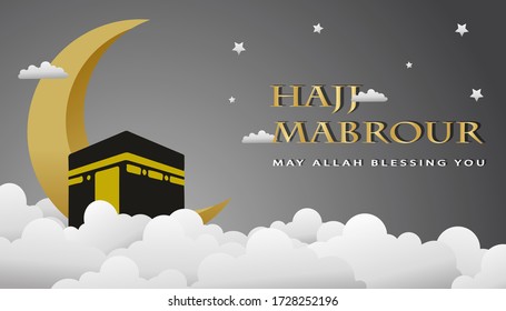 Mabrour's hajj background with the Kaaba, Crescent and Clouds