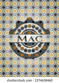 Mac arabic style badge. Arabesque decoration.