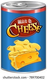 Mac and cheese in can illustration