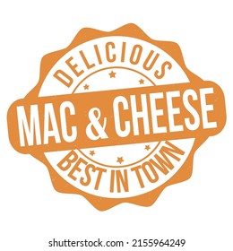 Mac and cheese label or stamp on white background, vector illustration