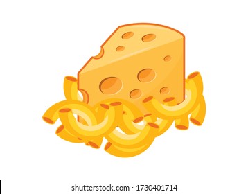 Mac and Cheese vector. Macaroni and Cheese icon vector. Pasta with cheese icon. Mac and Cheese isolated on a white background. American delicacy food vector