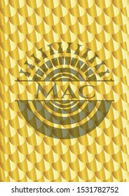 Mac golden badge. Scales pattern. Vector Illustration. Detailed.