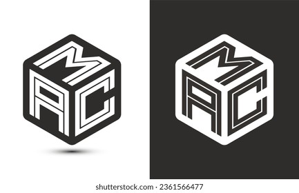 MAC letter logo design with illustrator cube logo, vector logo modern alphabet font overlap style. Premium Business logo icon. White color on black background