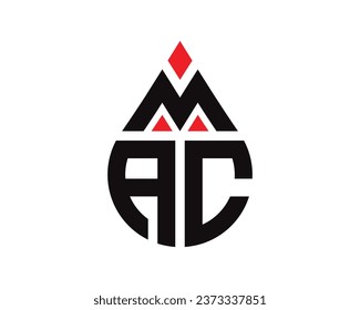 MAC letter water drop shape logo design. MAC drop logo simple design.