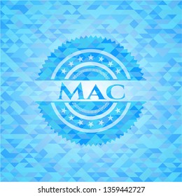 Mac light blue emblem. Mosaic background