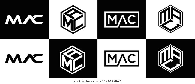 MAC logo. M A C design. White MAC letter. MAC, M A C letter logo design. Initial letter MAC linked circle uppercase monogram logo.