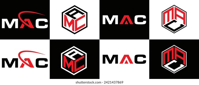 MAC logo. M A C design. White MAC letter. MAC, M A C letter logo design. Initial letter MAC linked circle uppercase monogram logo.