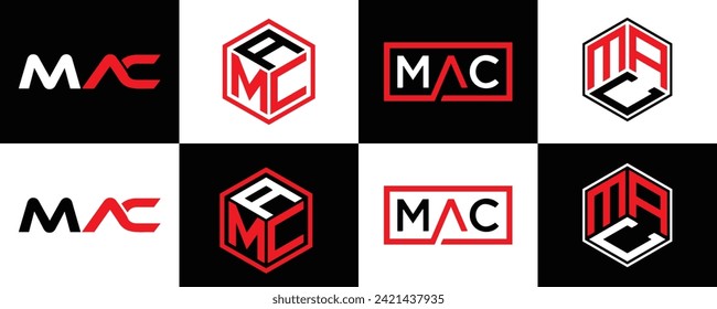 MAC logo. M A C design. White MAC letter. MAC, M A C letter logo design. Initial letter MAC linked circle uppercase monogram logo.