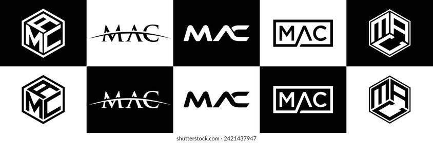 MAC logo. M A C design. White MAC letter. MAC, M A C letter logo design. Initial letter MAC linked circle uppercase monogram logo.