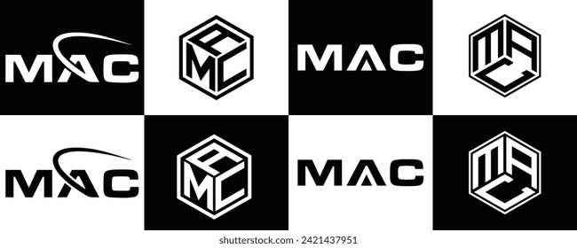 MAC logo. M A C design. White MAC letter. MAC, M A C letter logo design. Initial letter MAC linked circle uppercase monogram logo.