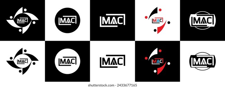 MAC logo. M A C design. White MAC. MAC, M A C letter logo design. M A C letter logo design in FIVE, FOUR, THREE, style. letter logo set in one artboard. M A C letter vector design.