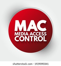 MAC Media Access Control - network data transfer policy that determines how data is transmitted between two computer terminals, acronym text concept background