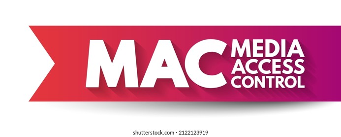 MAC Media Access Control - network data transfer policy that determines how data is transmitted between two computer terminals, acronym text concept background